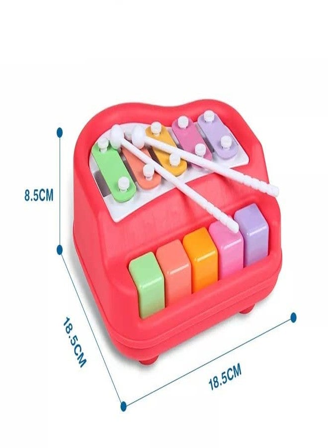 Globular Xylophone 2 in 1 Premium Quality Mini Piano Toy for Toddlers 1-3 Years Old ABS Plastic Non Toxic 5 Key with 2 mallets Musical Learning Instruments - Assorted Color - Image 3